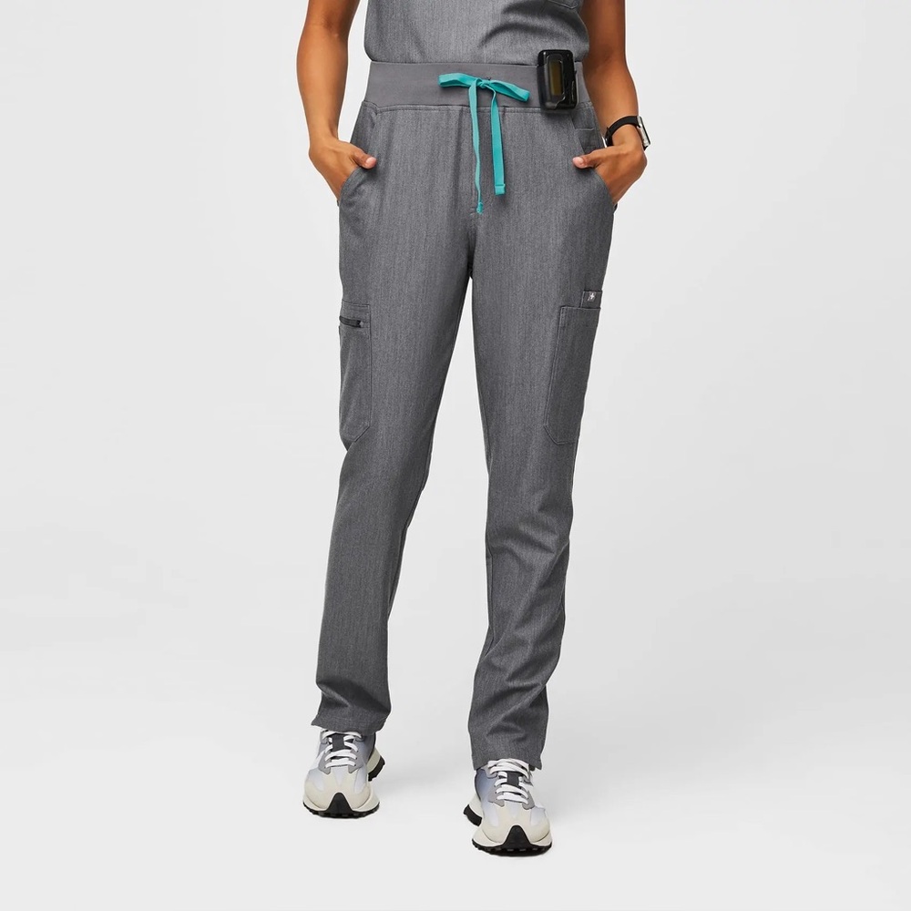 Figs High Waisted Yola Skinny Scrub Pants in graphite gray
